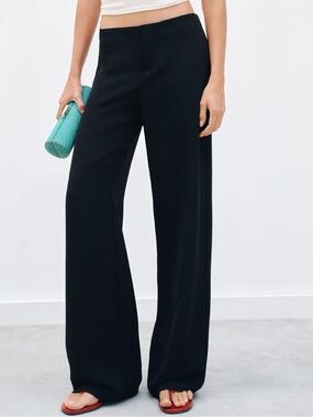 Reformation Black Wide-Leg Trousers